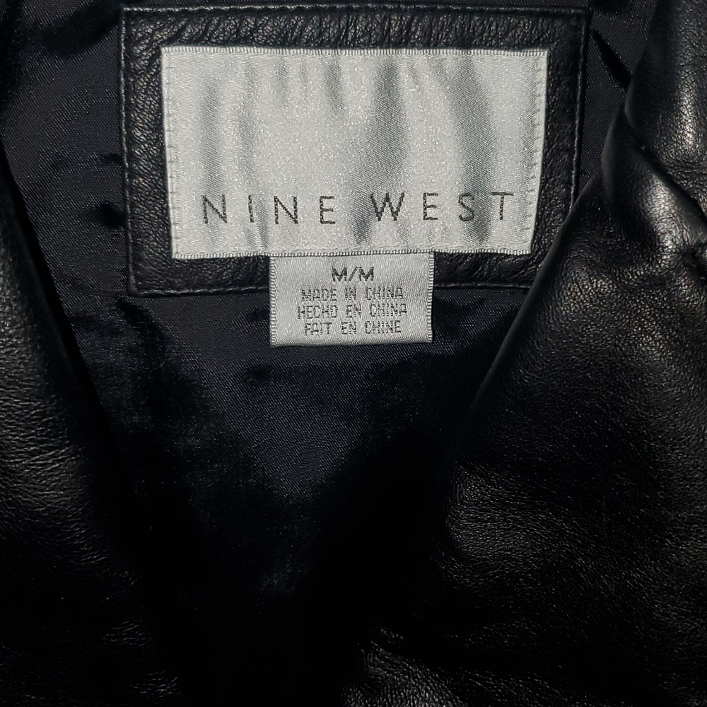 Nine West Genuine Leather Jacket with Belted Waist - Picture 3 of 4